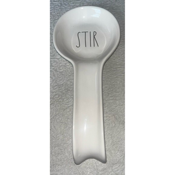 Rae Dunn Artisan Collection STIR Spoon Rest White Black Lettering - Picture 1 of 4